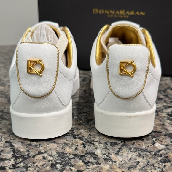 Donna Karan Donna - Lace Up White and Gold Sneakers NWT 5.5 - Picture 3 of 12